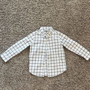 Janie and Jack White and Gray Checkered Button-down Shirt